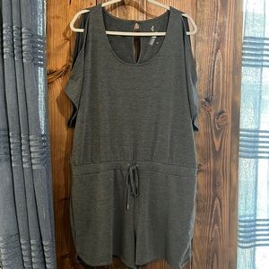 Juicy Couture Heathered gray cold shoulder romper with elastic drawstring waist